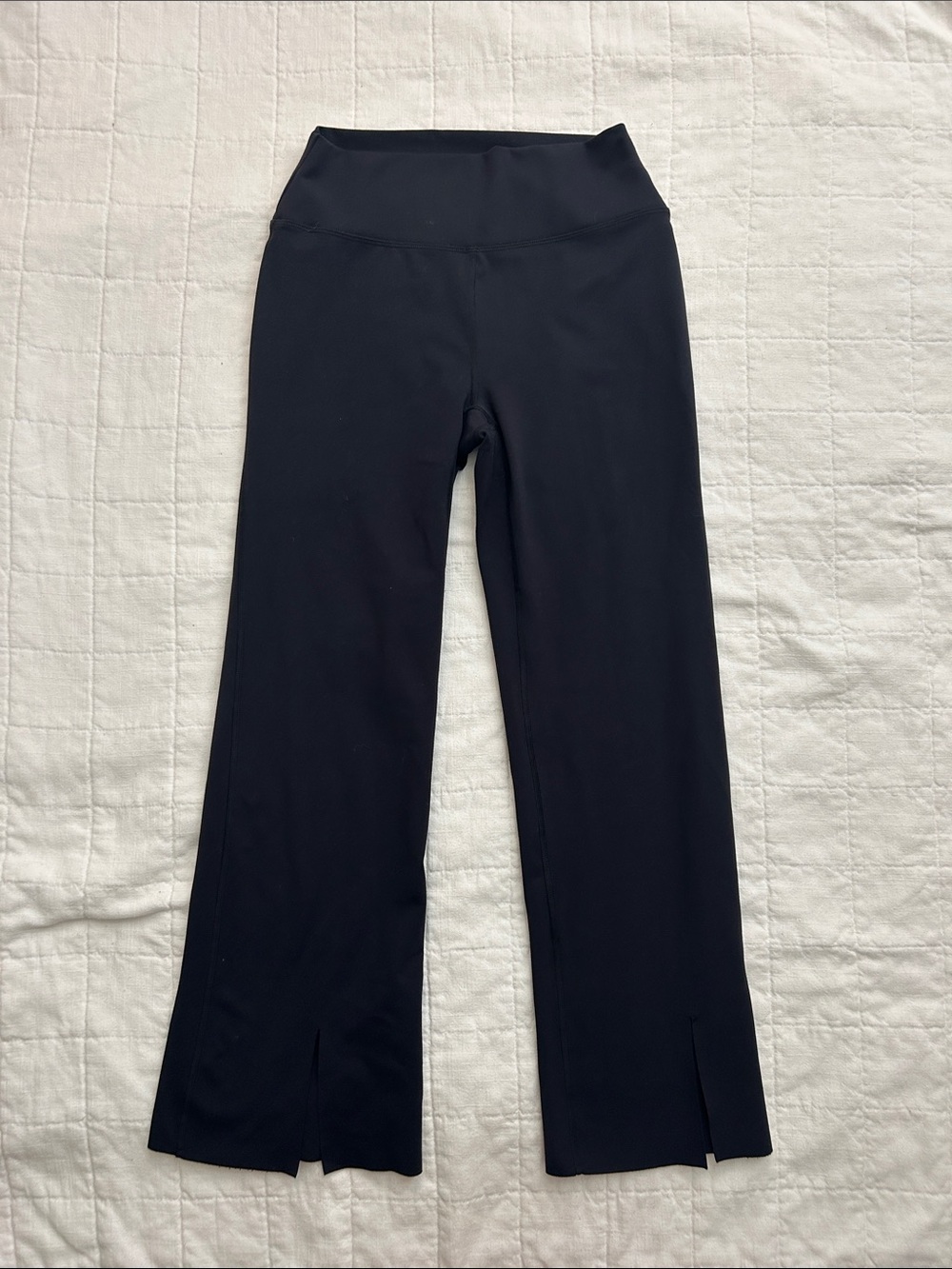 Black High-Waist Flare Pants with Front Slits